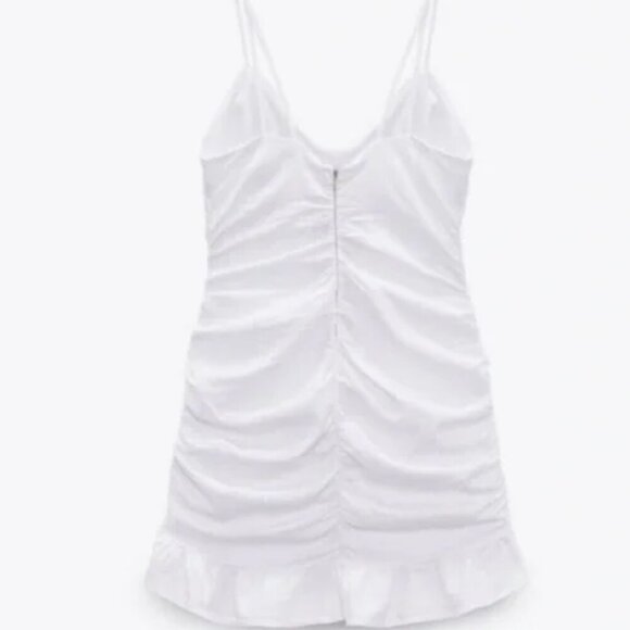 Zara Linen  Bodycon Ruched Spaghetti Strap Dress size xs - Picture 2 of 5